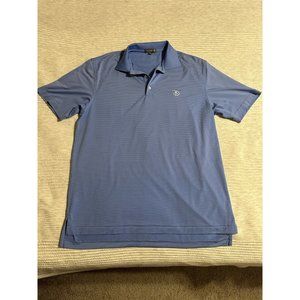 PETER MILLAR Summer Comfort Disney Logo Short Sleeve Blue Striped Golf Polo Med